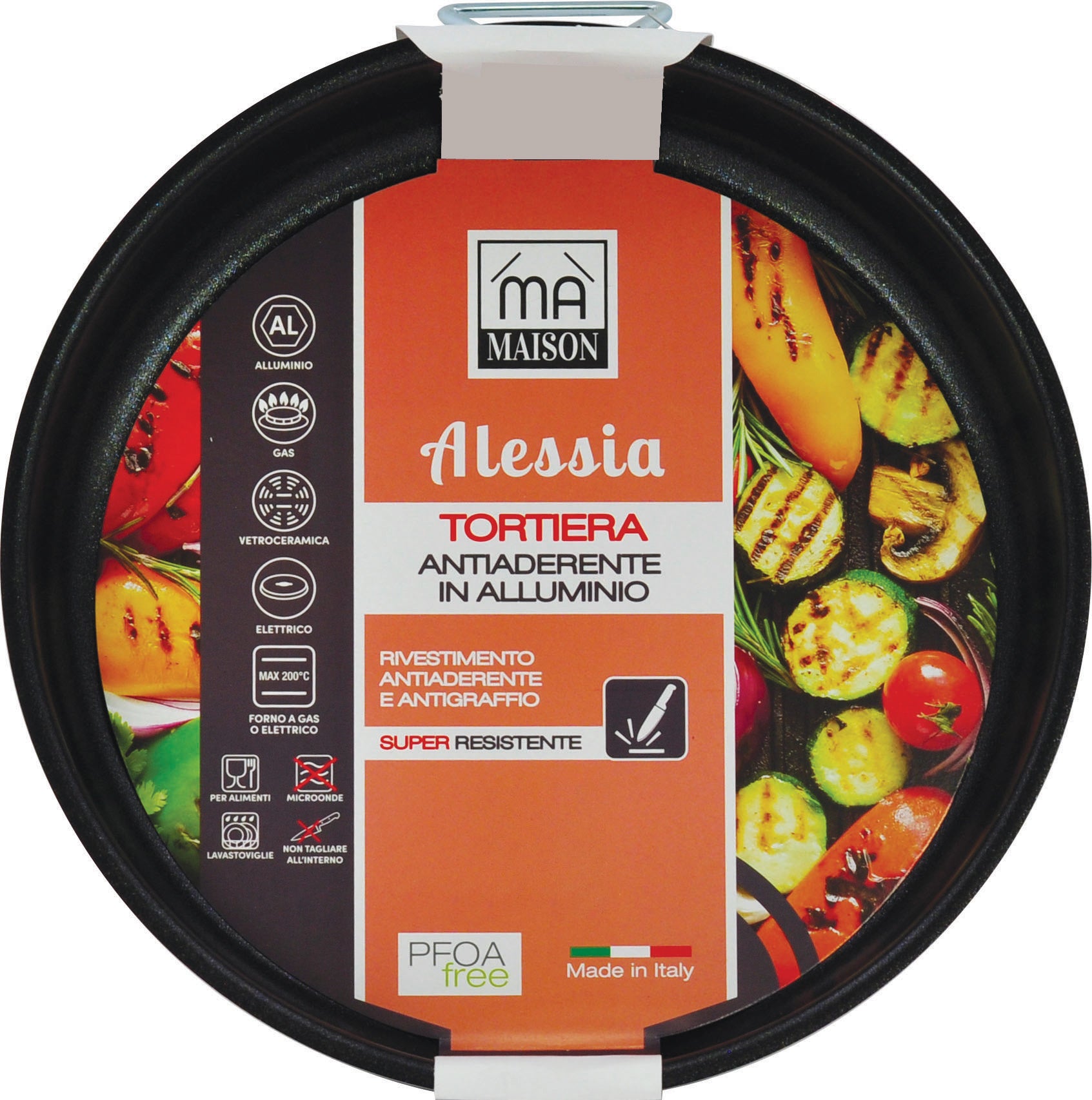 MA MAISON TORTIERA LINEA ALESSIA 24 CM ANTIADERENTE E ANTIGRAFFIO IN ALLUMINIO