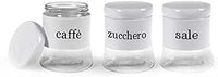 TRIS DI BARATTOLI SALE ZUCCHERO E CAFFÈ IN COLORE BIANCO 11 X 14 CM
