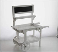 CARRETTO ESPOSITORE IN LEGNO PORTA PIANTE BIANCO CON LAVAGNA 87 X 47 X H109 CM