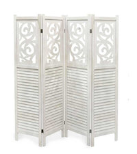 SEPARE CON 4 PANNELLI DA 40 CM IN LEGNO 160X170 CM COLORE BIANCO