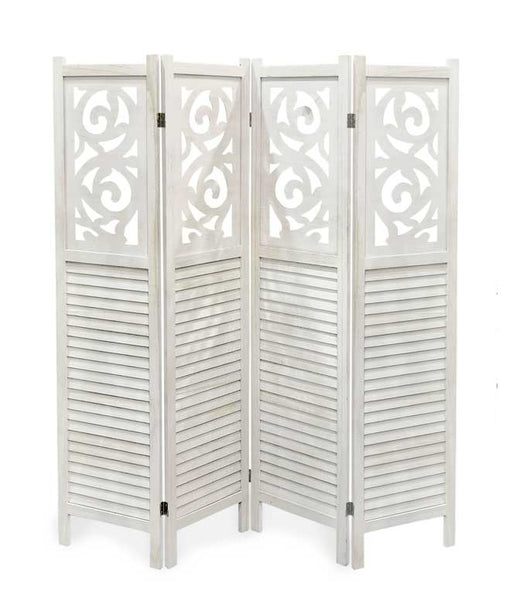 SEPARE CON 4 PANNELLI DA 40 CM IN LEGNO 160X170 CM COLORE BIANCO