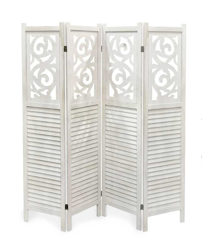 SEPARE CON 4 PANNELLI DA 40 CM IN LEGNO 160X170 CM COLORE BIANCO