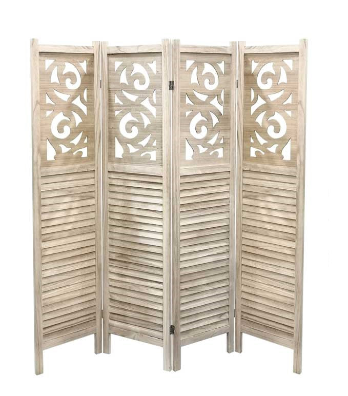 SEPARE CON 4 PANNELLI DA 40 CM IN LEGNO 160X170 CM COLORE NATURALE