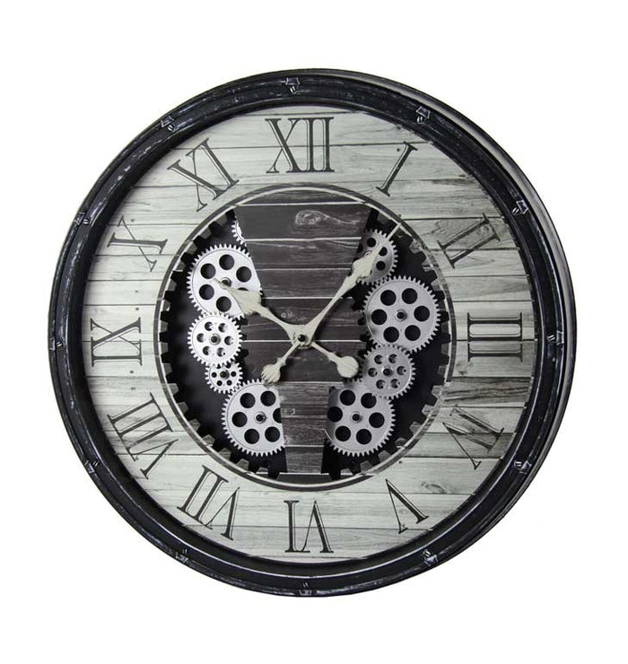 OROLOGIO DA PARETE CON INGRANAGGI IN MOVIMENTO 51X51X9 CM NERO