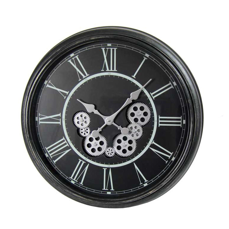 OROLOGIO TONDO DA PARETE CON DESIGN CLASSICO IN COLORE NERO 58.5X58.5X5.5 CM
