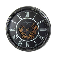 OROLOGIO TONDO DA PARETE INGRANAGGIO CLASSIC 58,5X58,5X5,5 CM NERO E ORO