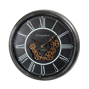 OROLOGIO TONDO DA PARETE INGRANAGGIO CLASSIC 58,5X58,5X5,5 CM NERO E ORO