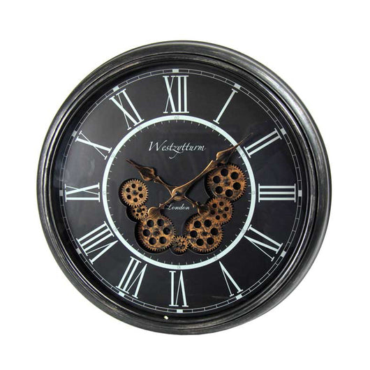 OROLOGIO TONDO DA PARETE INGRANAGGIO CLASSIC 58,5X58,5X5,5 CM NERO E ORO