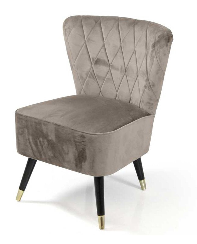 POLTRONA IN VELLUTO CON GAMBE NERE 63,5 X 66 X 84 CM COLORE TORTORA