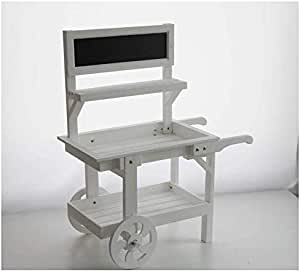 CARRETTO PORTA PIANTE IN LEGNO BIANCO CON LAVAGNA 112 X 58,8 X H143,5 CM