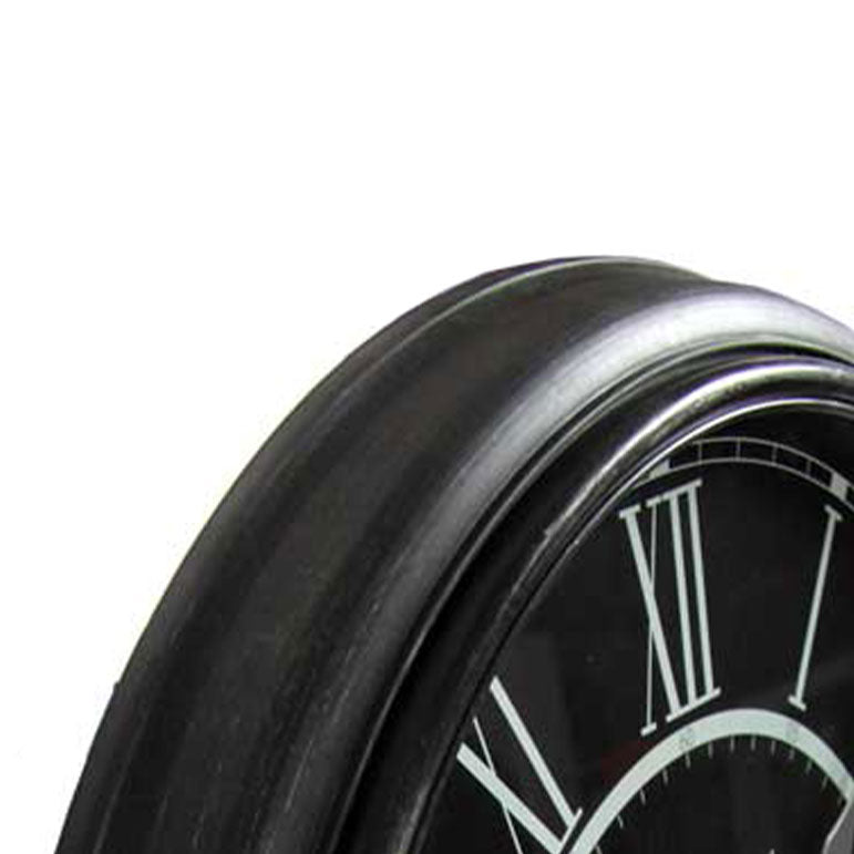 OROLOGIO TONDO DA PARETE CON DESIGN CLASSICO IN COLORE NERO 58.5X58.5X5.5 CM