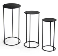 SET 3 TAVOLINI TONDI STILE INDUSTRIAL IN METALLO 70/60/50 CM COLORE NERO
