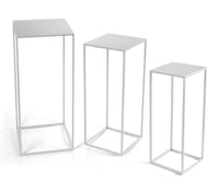 SET 3 TAVOLINI QUADRATI STILE INDUSTRIAL IN METALLO 70/60/50CM COLORE BIANCO