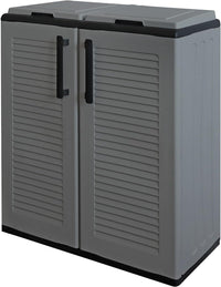 ARMADIO PATTUMIERA BASSO IN PLASTICA 2 SCOMPARTI DIMENSIONI 68X37X H 84 CM 200 LT