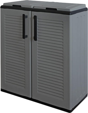 ARMADIO PATTUMIERA BASSO IN PLASTICA 2 SCOMPARTI DIMENSIONI 68X37X H 84 CM 200 LT