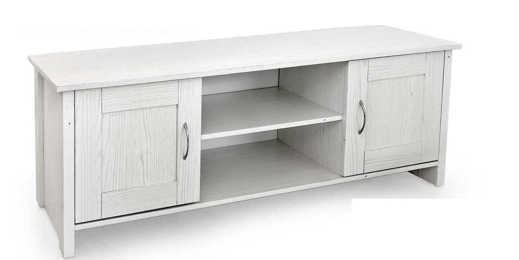 MOBILE DA ARREDO PORTA TV IN LEGNO CON 2 ANTE E VANI APERTI 130X39X48 CM BIANCO