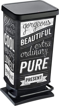 PATTUMIERA PASO CON APERTURA A PEDALE DA 40LT HIPSTER CON SCRITTE NERO E BIANCO