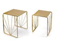 TAVOLINI ORO SET 2 PEZZI DA ARREDO A FANTASIA 35X42HCM/32X39HCM IN METALLO