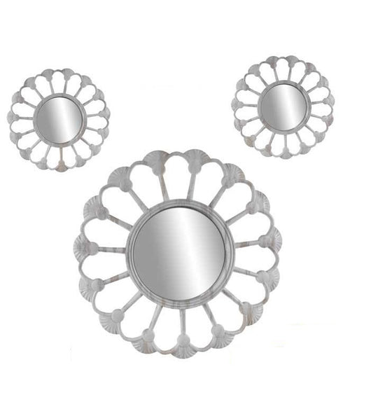 SET 3 SPECCHI DECORATIVI DA PARETE 35/20 CM LIBERA INSTALLAZIONE A FORMA DI FIORE