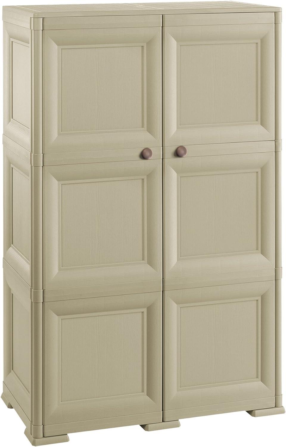 ARMADIO OMNIMODUS MODERNO 2 PORTE E 6 SCOMPARTI 79X43X127 CM TALPA EFFETTO LEGNO
