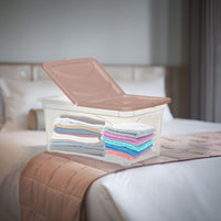 BOX PORTA INDUMENTI CON RUOTE DIMENSIONI 60X40X28 CM E COPERCHIO ROSA