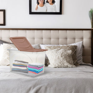 BOX PORTA INDUMENTI CON RUOTE DIMENSIONI 60X41X40CM E COPERCHIO ROSA