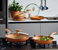 TOGNANA TRADITIONAL STONE SET 2 PADELLE 24/28 CM IN ALLUMINIO ARANCIONE ANTIGRAFFIO