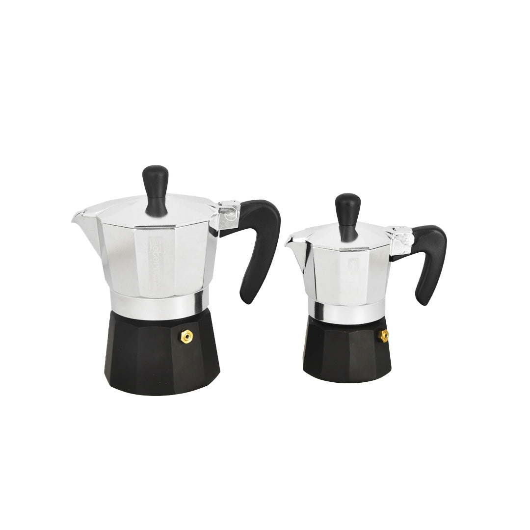 AETERNUM SET 2 CAFFETTIERE BLACK PEARL DA 1 E 3 TAZZE
