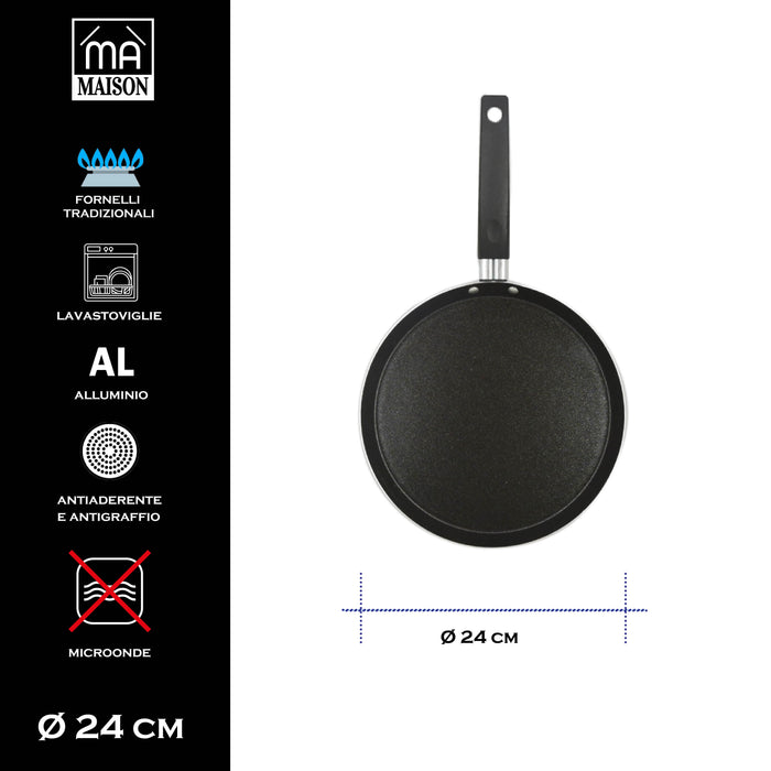 MA MAISON CREPIERA LINEA ALESSIA 24 CM ANTIADERENTE E ANTIGRAFFIO IN ALLUMINIO