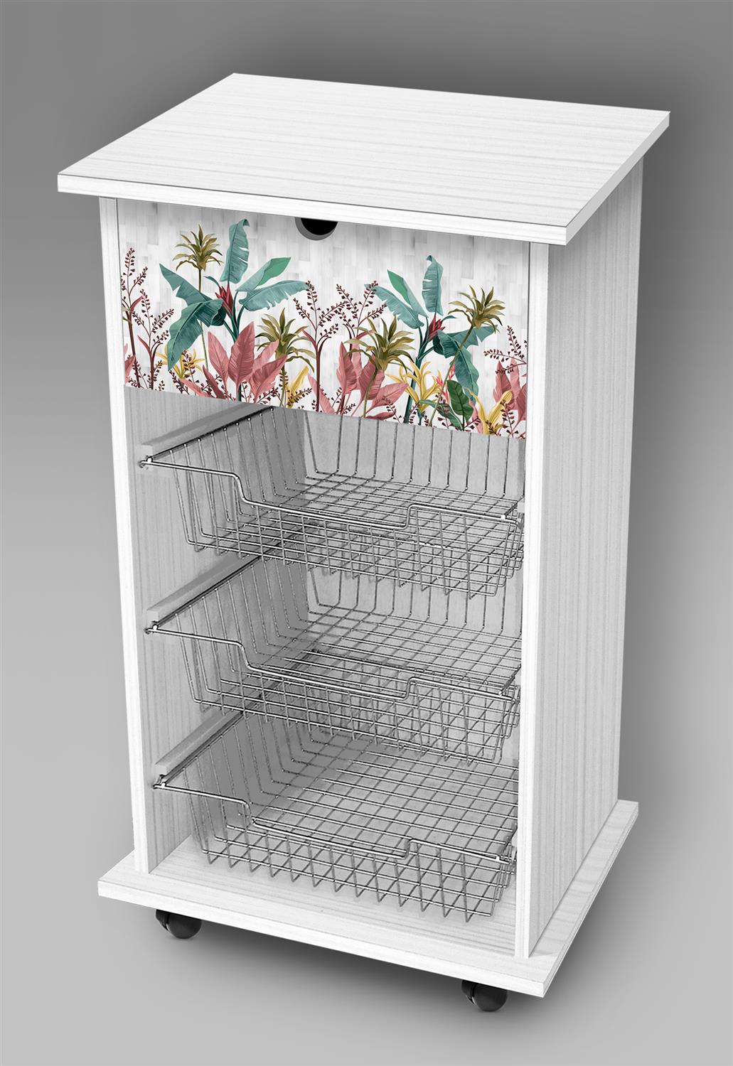 CARRELLO PORTA FRUTTA BANANO 40X45X85 CM IN COLORE BIANCO