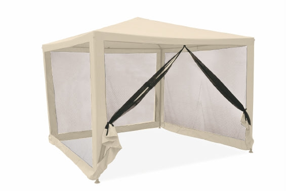 GAZEBO CON ZANZARIERA IN FERRO 3 X 3 METRI COLORE ECRU