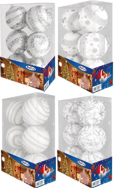 MAURY'S PALLE DI NATALE POLISTIROLO 8 CM 6 PZ ARGENTO COLORI ASSORTITI
