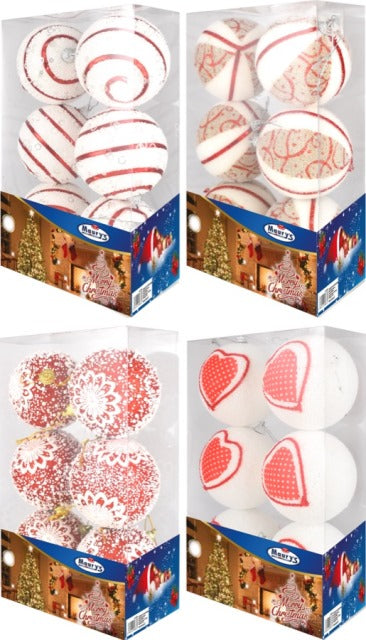 MAURY'S PALLE DI NATALE POLISTIROLO 8 CM 6 PZ BIANCHE E ROSSE COLORI ASSORTITI