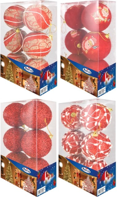 MAURY'S PALLE DI NATALE POLISTIROLO  8CM 6PZ ROSSE COLORI ASSORTITI