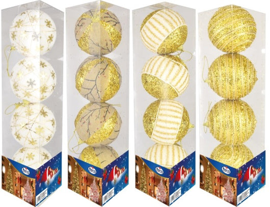 MAURY'S PALLE DI NATALE POLISTIROLO 10 CM 4 PZ ORO COLORI ASSORTITI
