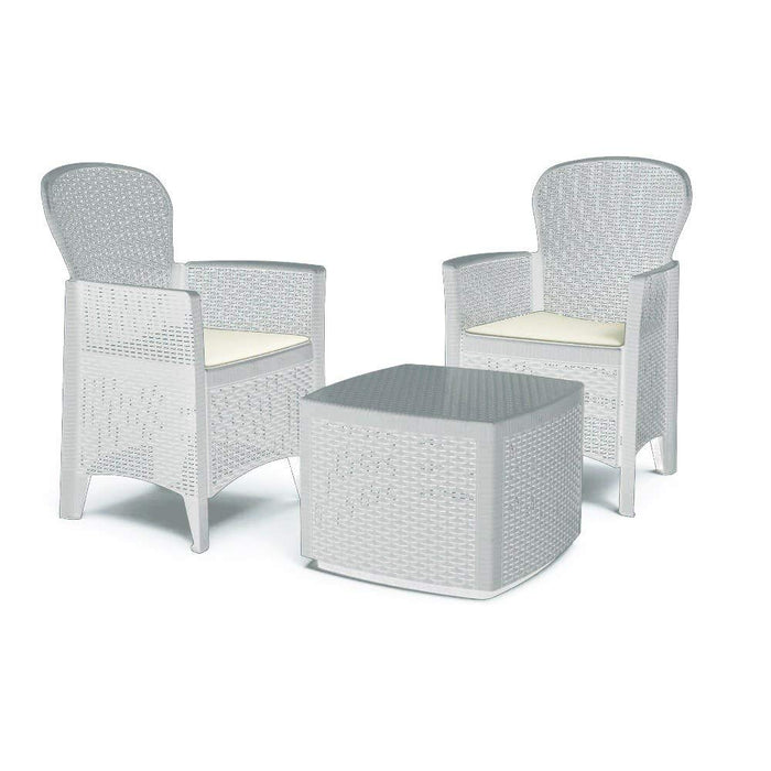 MAURY'S SALOTTINO ALESSIA DA GIARDINO CON CUSCINI 3 PZ BIANCO