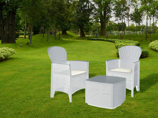 MAURY'S SALOTTINO ALESSIA DA GIARDINO CON CUSCINI 3 PZ BIANCO