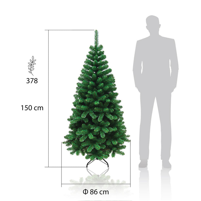 ALBERO DI NATALE ROCCARASO 150 CM VERDE ARTIFICIALE CON 378 RAMI