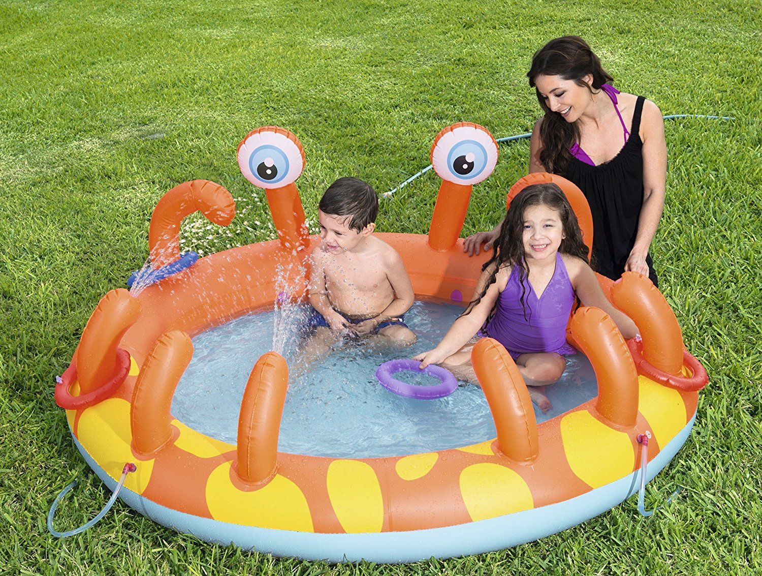BESTWAY PISCINA GONFIABILE GRANCHIO BIMBI CON GIOCHI D'ACQUA 165 X 150 X 63 CM