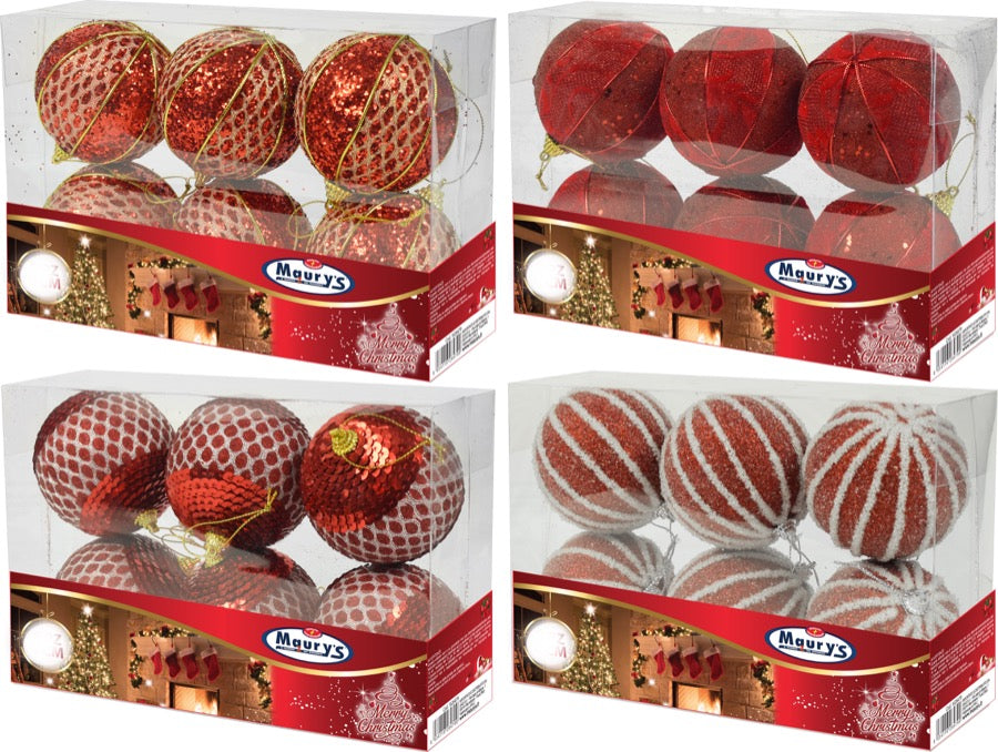 MAURY'S BOX NATALE SFERE LUXURY ROSSE COLORI ASSORTITI