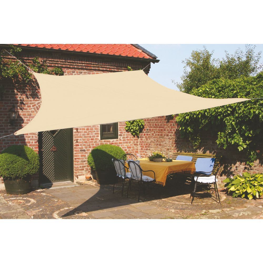 TENDA VELA DA SOLE QUADRATA IN COTONE E POLIESTERE 3 X 3 METRI ECRU 190 GR