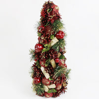 ALBERO DI NATALE A FORMA DI CONO ABBELLITO CON PIGNE E FRUTTI ALTEZZA 41 CM