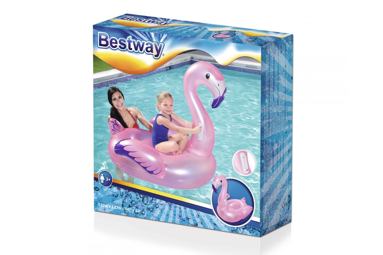 CAVALCABILE MARE PISCINA GONFIABILE FENICOTTERO 122X99X105 CM