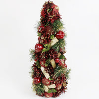 ALBERO DI NATALE A FORMA DI CONO ABBELLITO CON PIGNE E FRUTTI ALTEZZA 41 CM