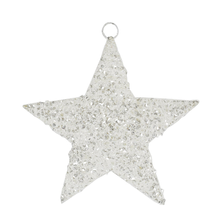 MAURY'S GLITTER WHITE APPENDINO NATALIZIO A STELLA 3D DA 25 CM