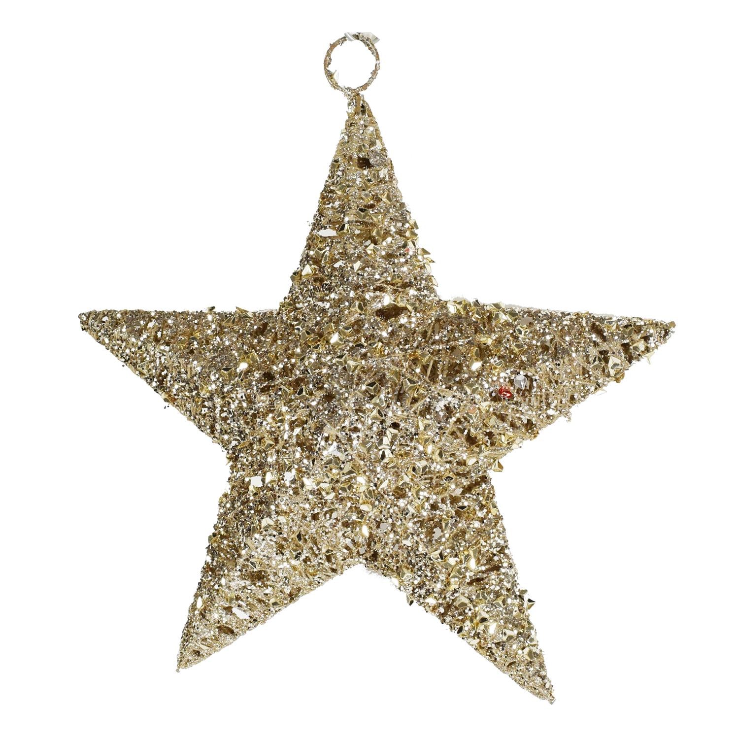 MAURY'S GLITTER GOLD APPENDINO NATALIZIO A STELLA 3D DA 25 CM