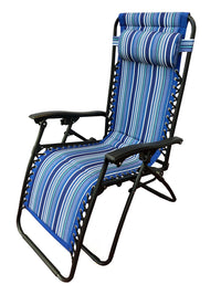 POLTRONA RELAX IMBOTTITA REGOLABILE RECLINABILE CON RIGHE BLU