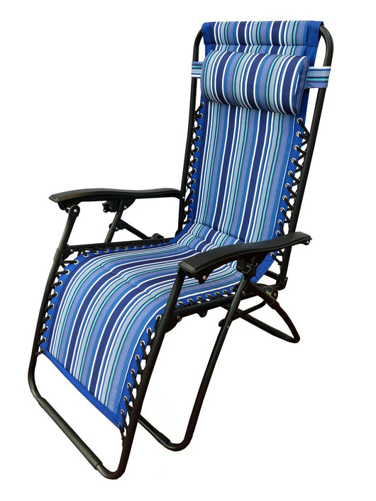 POLTRONA RELAX IMBOTTITA REGOLABILE RECLINABILE CON RIGHE BLU