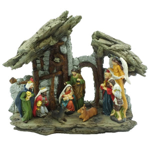 MAURY'S SCENA NATIVITA  GROTTA PRESEPE CON LUCI LED 30 X 23 CM