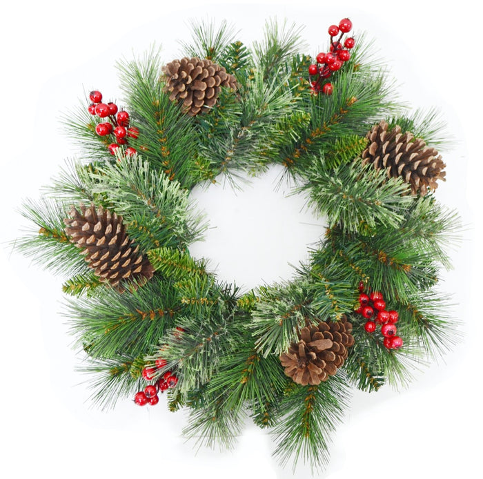 MAURY'S GHIRLANDA DIETRO PORTA EVEREST CON PIGNE E BACCHE 45 CM